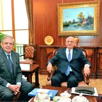 Jacques Mézard en entretien avec Ismail Kahraman, président de la Grande Assemblée nationale de Turquie.