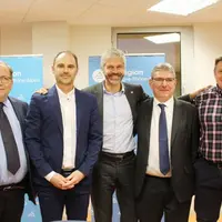 Guy Lafon (Europe Service), Adrien Nivoliez (Biose) et Michael Boyer (CMF Structures) ont salué la réactivité et l’engagement du président Wauquiez.