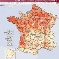 Production standard brute moyenne des exploitations à l’échelle de chaque canton en 2010. Source Agreste.