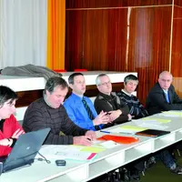 De gauche à droite : L. Dauphin, Richard Desseauve, Didier Kholler, son adjoint, Yves Henri et Gilles Pivette.
