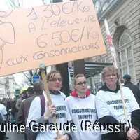 Lors de la manifestation des producteurs de porcs le 26 janvier à Paris, près de l'Assemblée nationale, des manifestantes portaient des T-Shirts "Cons