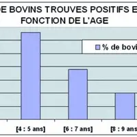 % de bovins trouvés positifs en fonction de l'âge