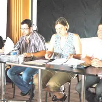 Jérôme Bourdeix et Ubald Chenou, nouveaux présidents de l’Arefa et de la CPRE, en compagnie de Nathalie Degeorges (1ère à gauche), directrice de l’Are