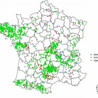 Répartition géographique des élevages confirmés atteints au 16 avril 2013 (1 140 élevages)
