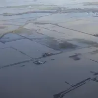 Vue aérienne des conséquences de la tempête Xynthia survenue en période de grandes marées, la nuit du 27 au 28 février 2010.