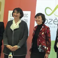 Aurélie Maillols, vice-présidente du conseil régional, Sophie Pantel, Carole Delga et Laurent Suau, vice-président du conseil départemental.