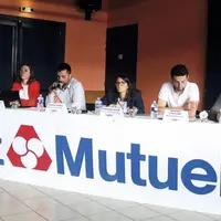 De gauche à droite : Thomas Comby, président de l’Ajec Loire ; Mathilde Buteau, secrétaire de l’Ajec nationale ; Damien Thomas, président ; Amandine C