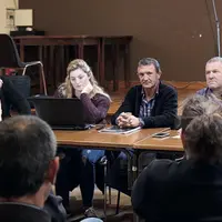 Luc Sarrouy, chef de service bovin à la chambre d’agriculture, Estelle Delouvrier, technicienne à la chambre d’agriculture, Arnaud Gibelin, président