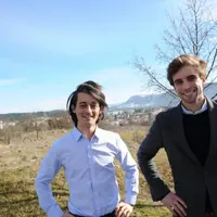 Charles de la Boulaye et Romain Balmary à Mende, où siègera leur entreprise, Le Bon Plant.