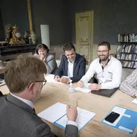 Mercredi 26 avril, la FDSEA et les JA, accompagnés de la présidente de la chambre d'agriculture, Christine Valentin, ont rencontré le ministre de l'ag