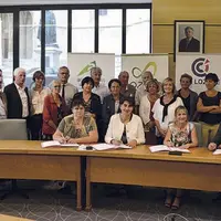 Christine Valentin, présidente de la chambre d’agriculture, Sophie Pantel, présidente du conseil départemental, Florence Vignal, présidente de la cham