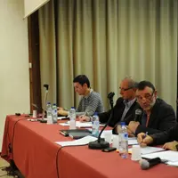 Philippe Jager, DDT, Alain Gallon, vétérinaire, le président André Benezet et le directeur Yannick Roubin.