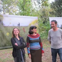 Karine Granger, l’artiste, Florence Arnaud, responsable des éditions Shisto et Hervé Parrain, président de Terroir Cévennes.