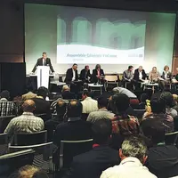 Stéphane Gérard (au pupitre), président de la FNCuma a annoncé que les fédérations départementales et régionales des coopératives allaient changer leu