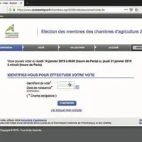 Pour procéder au vote en ligne, il faut au préalable se connecter au site internet dédié www.jevoteenligne.fr/chambres-agri2019.