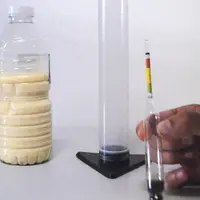 Si le flotteur se situe dans les graduations jaunes ou mieux verte, le colostrum est de bonne qualité.
