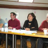 De gauche à droite : Maxime Collomb (animateur de Lozère bio), Denis Pit (président de Lozère bio), Nadia Vidal (présidente de la Châtaigneraie céveno