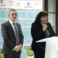 Christine Wills-Morel, préfète de la Lozère, Thierry Julier, président de la CCI, Christine Valentin, présidente de la chambre d’agriculture et Floren