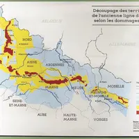 À l’issue de la guerre, le territoire a été découpé autour de la ligne de front en fonction des dommages subis. Les zones les plus abîmées seront rebo