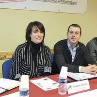 De gauche à droite : Romain Gras, président d’Agriemploi ; Eugénie Brajon, co-rsponsable du dossier installation et présidente de l’Adapefa ; Julien T