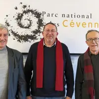 Henri Couderc, président,  Roland Canayer et Jean-Pierre Allier,  vice-présidents du conseil d'administration du Parc national des Cévennes.
