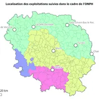 Carte de la répartition des fermes témoins en Creuse.
