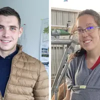 Un homme et une femme sourient