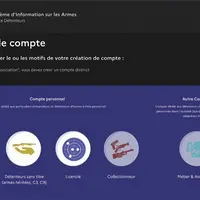 Page d'accueil du site pour créer son compte SIA pour les détenteurs d'armes à feu