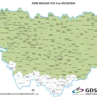 Carte Haute-Loire de la zone régulée FCO3 au 03/10/2024