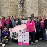 Photo de groupe de la commission des Agricultrices de la FDSEA de la Creuse lors de la Marche rose 2024.