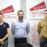 Élodie Joubert, secrétaire générale, Hervé Boudon, président des JA, et Pierre Privat, trésorier