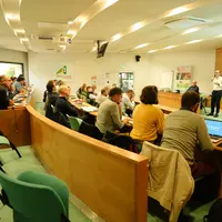 Amphitéâtre de la Chambre d'Agriculture du Puy-de-Dôme avec les personnes présentes pour l'Assemblée Générale d'Interbev.
