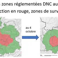 carte montrant le passage en zone de surveillance de la zone de protection savoyarde initiale.