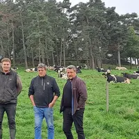 Romain, Laurent, Philippe Merle et Antoine Moulin, les 4 associés du Gaec de la Petite Croix à St Maurice de Lignon misent sur la génétique de leur tr