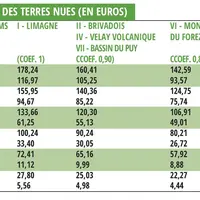 Valeurs actualisées des terres nues