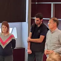 La réunion a été ouverte par Laurine Rousset présidente du service élevage de la Chambre d'agriculture, aux côtés de Pauline Caire (EDE), Alexandre Da
