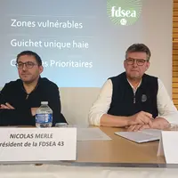 Nicolas Merle, président de la FDSEA 43, et Hervé Lapie, secrétaire général de la FNSEA.