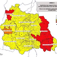 Restrictions des usages de l'eau prélevée dans les eaux souterraines et sur les réseaux d'eau potable, depuis le 18 juillet.