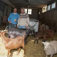 Coco Bonnardel, l’éleveur ovins de Mônetier les Bains, au pied du Galibier, a reçu Xavier Beulin et lui a présenté un bouc et une chèvre nés le jour d