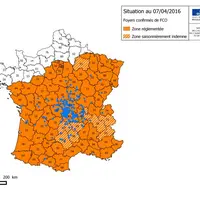 Début avril, la quasi totalité du territoire français est en zone réglementée © Ministère de l'agriculture