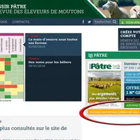 L’accès à la liseuse se fait en cliquant sur le carré jaune à droite sur la page d’accueil du site patre.reussir.fr. © Réussir