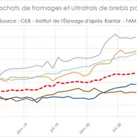 Evolution des achats de fromages et ultrafrais de brebis par les ménages © GEB - Institut de l'Élevage ...