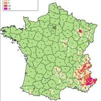 Les zones de présence du loup et la pression de prédation en 2019. © Source : DREAL Rhône-Alpes ...