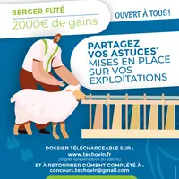 Une dotation de 2 000 euros est à partager entre les auteurs des trois meilleures astuces du concours « berger futé » organisé par le salon Tech-Ovin.