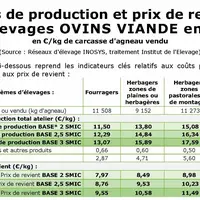 Le tableau des indicateurs de coûts de production publié par Interbev montre les prix minimales pour assurer un revenu par travailleur de 2, 2,5 ou 3