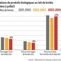 Graphique : Fabrications de produits biologiques au lait de brebis (d'octobre à juillet) ©GEB-Institut de l'élevage,