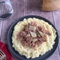 Risotto à l’Ossau-Iraty et effiloché d’agneau