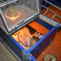 Le nid, d’une surface de 0,8 m², permet la mise en place d’une double ambiance assurant le confort thermique de la truie et des porcelets. Une porte à