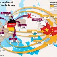 Échanges intra-européens et vers la Chine de viande de porc © Source : Ifip