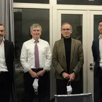 De gauche à droite : David Chauvin, directeur branche Oeuf et Viande d'Eureden, Philippe Wagner, Alain Perrin, DG Eureden et Cédric Lombard, directeur